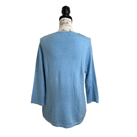 J. Mclaughlin Women's Sweater Cotton Modal Neck Detail Blue Size L - Picture 3 of 8
